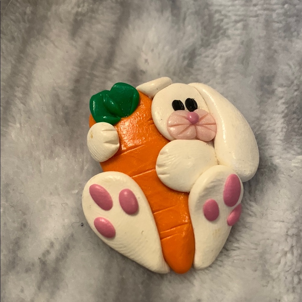 Cute White and Orange Bunny Toy for Small Pets